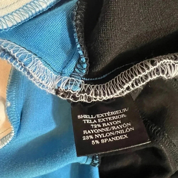 ANN TAYLOR SKIRT MINI MID BLUE BLACK WHITE COLORBLOCK STRETCH PLUS SIZE 14 - Picture 8 of 9